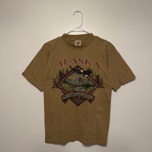 Vintage 90s Alaska Graphic Nature Tan T-Shirt